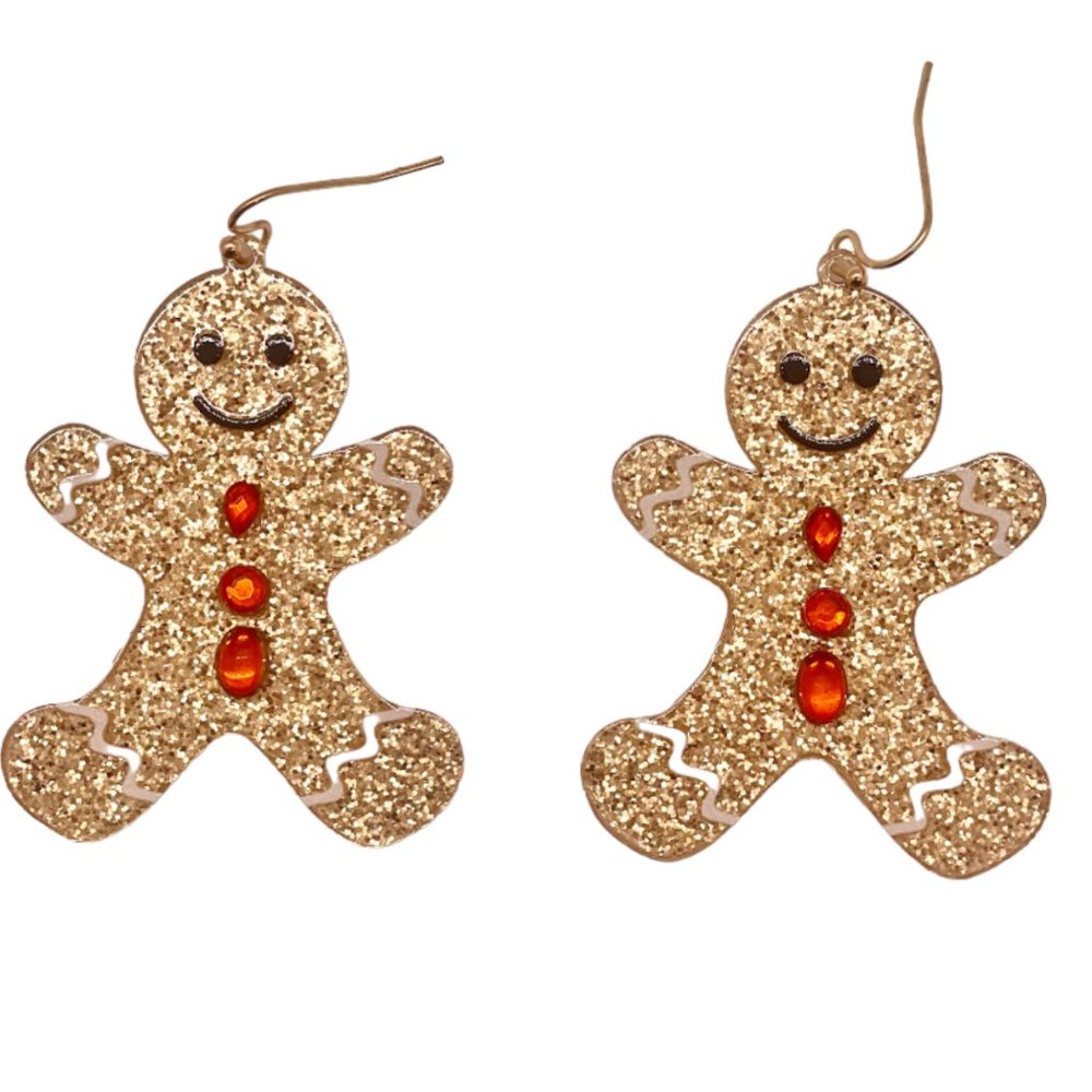 ⭐️❤️ FREE Gingerbread Candy Cookie Sparkle Hipster Holiday Christmas Earrings